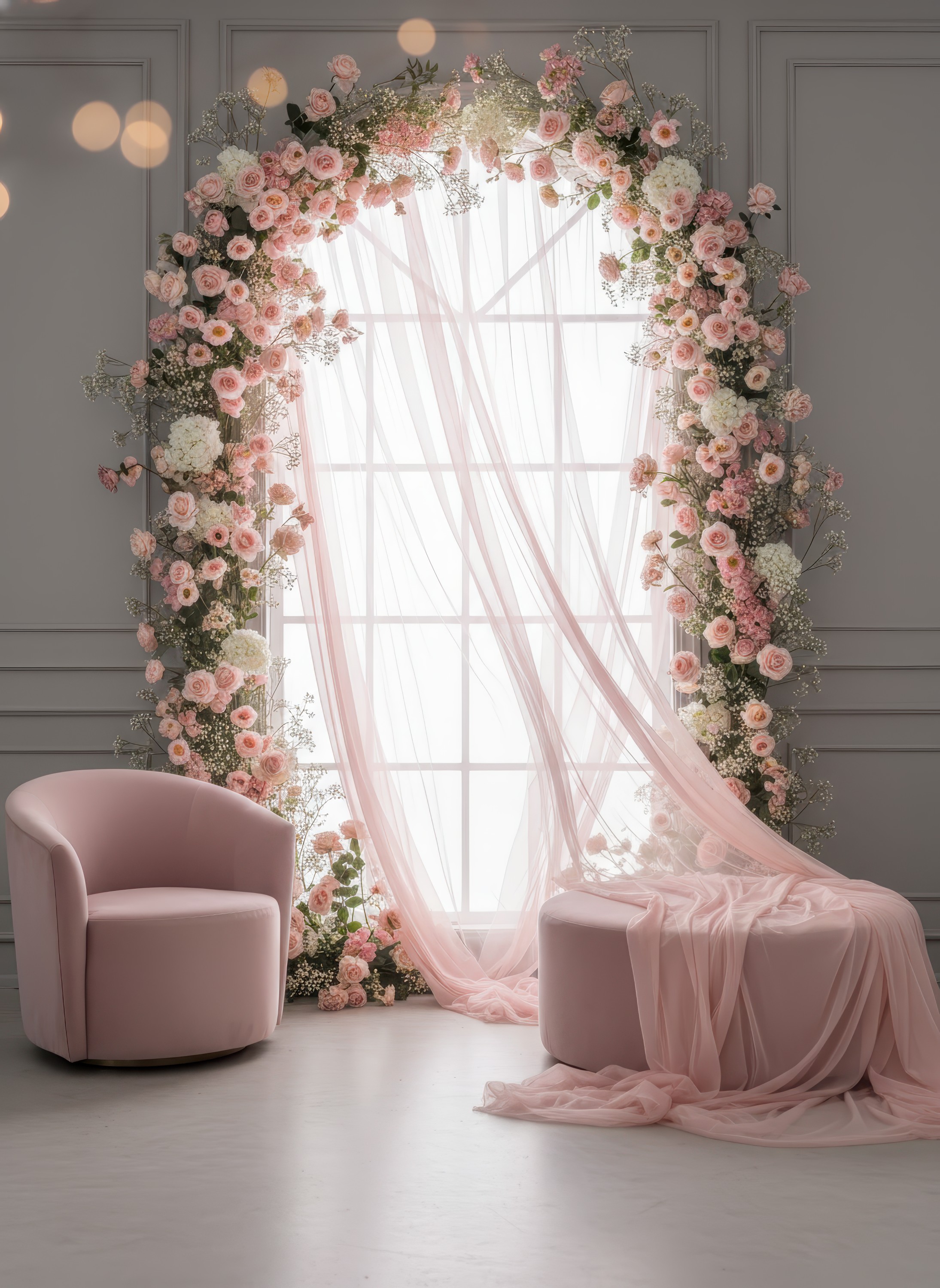 Pink floral studio backdrop