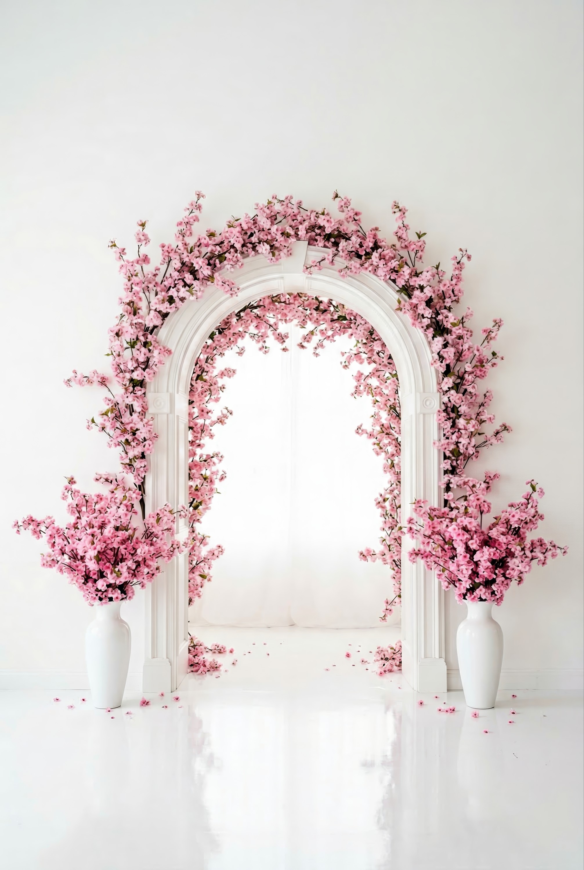 Cherry blossom arch backdrop