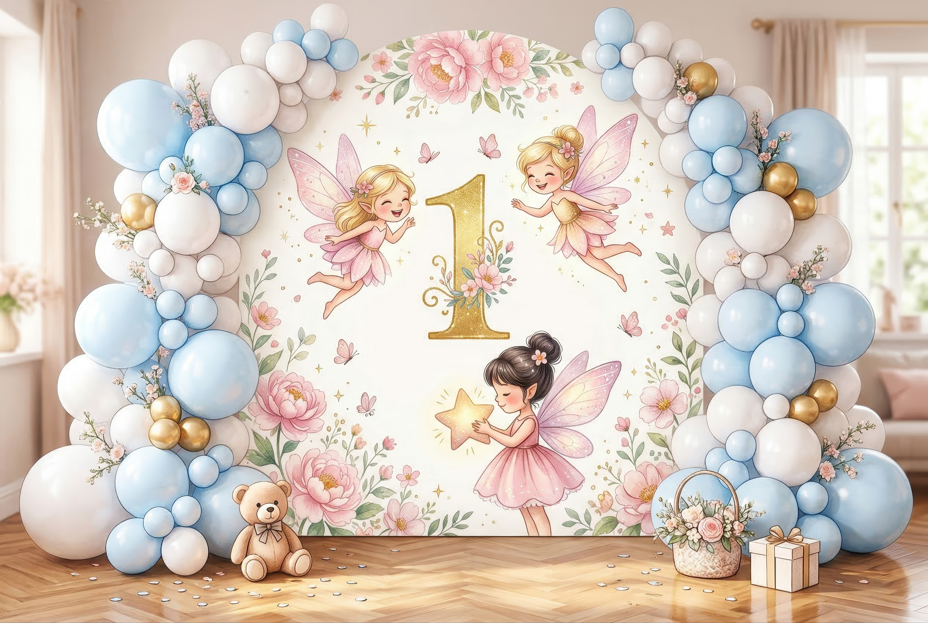 Fairy birthday backdrop