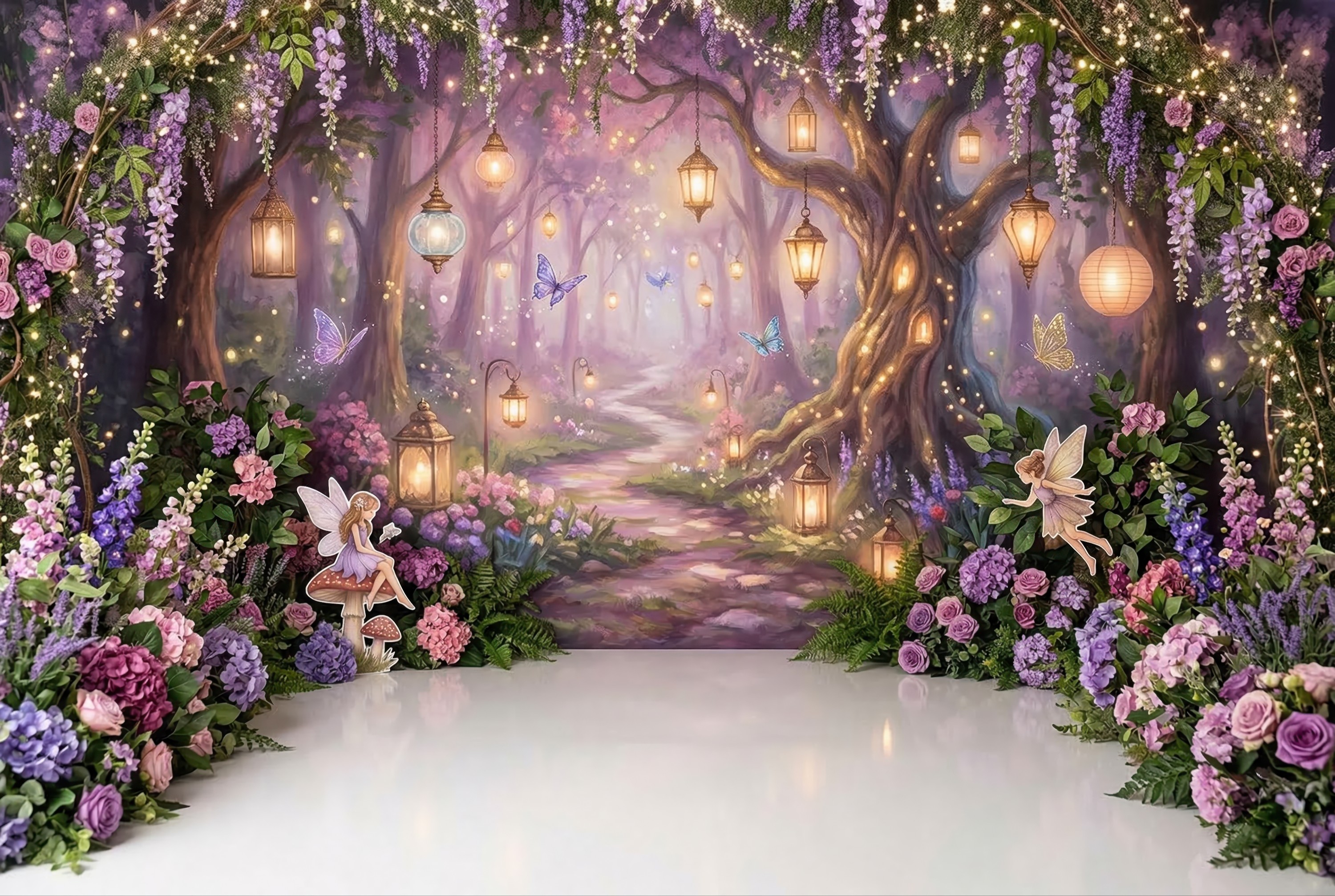 Purple fairy forest backdrop